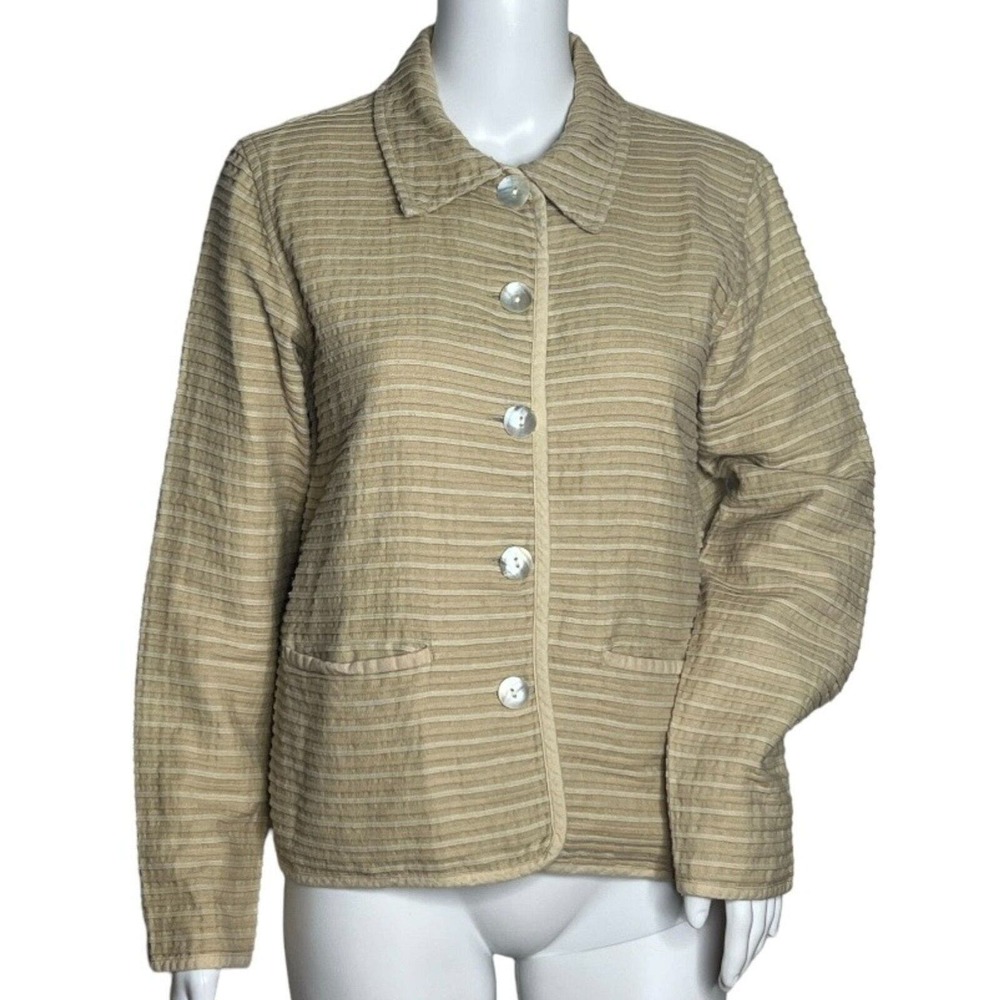 The Territory Ahead Jacket Womens Medium Tan Pleated‎ Blazer Neutral Minimalist